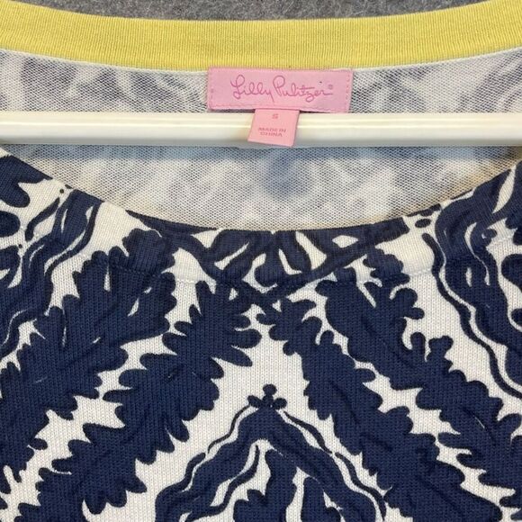 LILLY PULITZER Dress Supima Cotton Small Blue White Ophelia Onyx Reef Madness - Picture 4 of 15